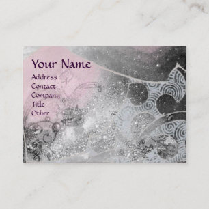 WAVES MONOGRAM pink black and white grey Business Card
