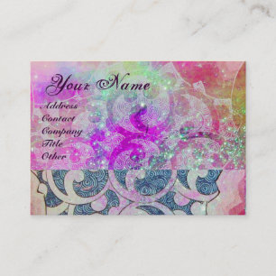 WAVES MONOGRAM , vibrant,pink blue violet purple Business Card