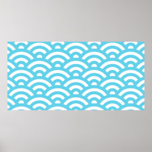 Waves ocean blue texture poster