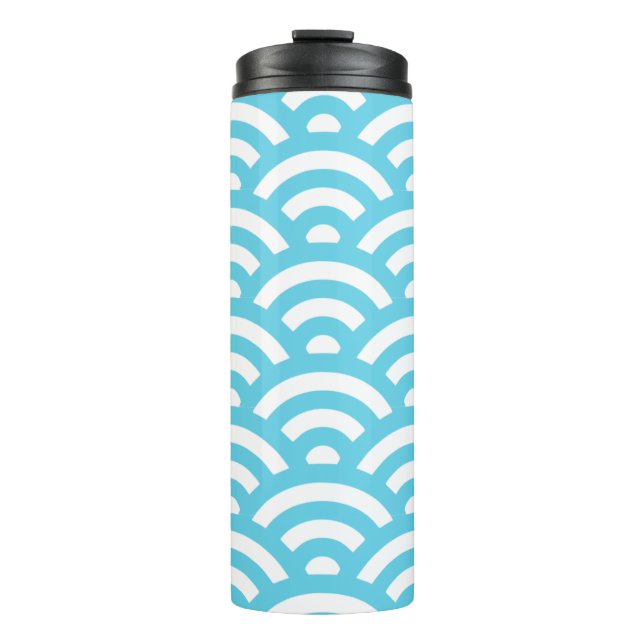 Waves ocean blue texture thermal tumbler (Front)