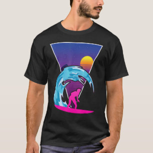 Waves Ocean Surfer Watersport Sunset Synthwave Sur T-Shirt