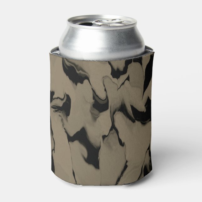 Waves of Black and Brown Can Cooler (Can Front)