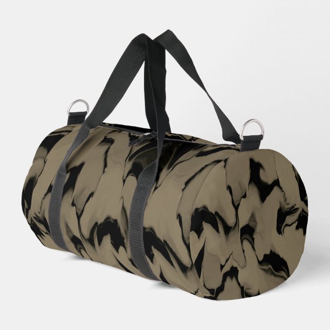 Waves of Black and Brown Duffle Bag (Left Corner)