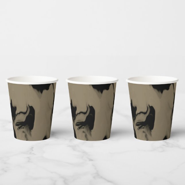 Waves of Black and Brown Paper Cups (Multi)