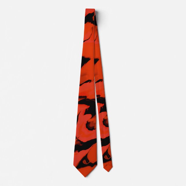 Waves of Black and Red Sumo Design Necktie (Front)