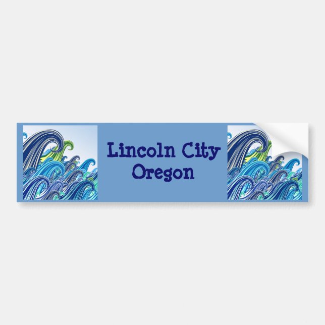 Waves of Blue Bumper Sticker (Front)