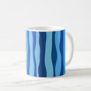 Waves of Blue Cyan Navy Cobalt Sky Blue Coffee Mug