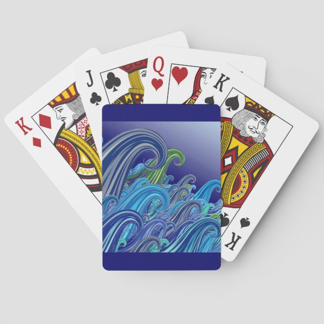 Waves Of Blue Playing Cards (Back)