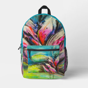 Waves of calm blooming printed backpack