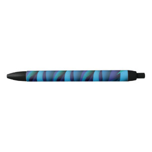 Waves of Different Colors of Blue to Green Black Ink Pen