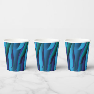 Waves of Different Colors of Blue to Green Paper Cups
