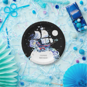 Waves of Fun Pirate Birthday Paper Plate