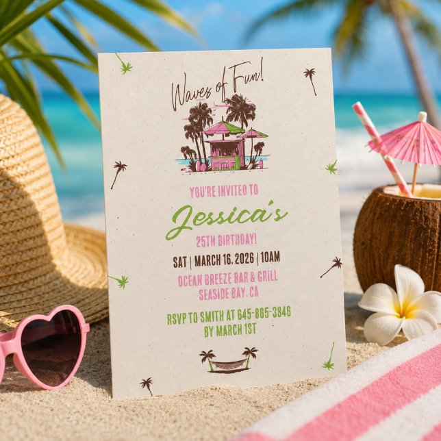 Waves of Fun! – Tropical Beach Birthday Invitation (Creator Uploaded)