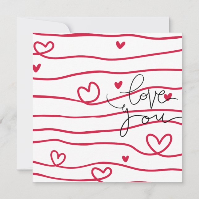 Waves of Hearts, Flat Notecard (Front)