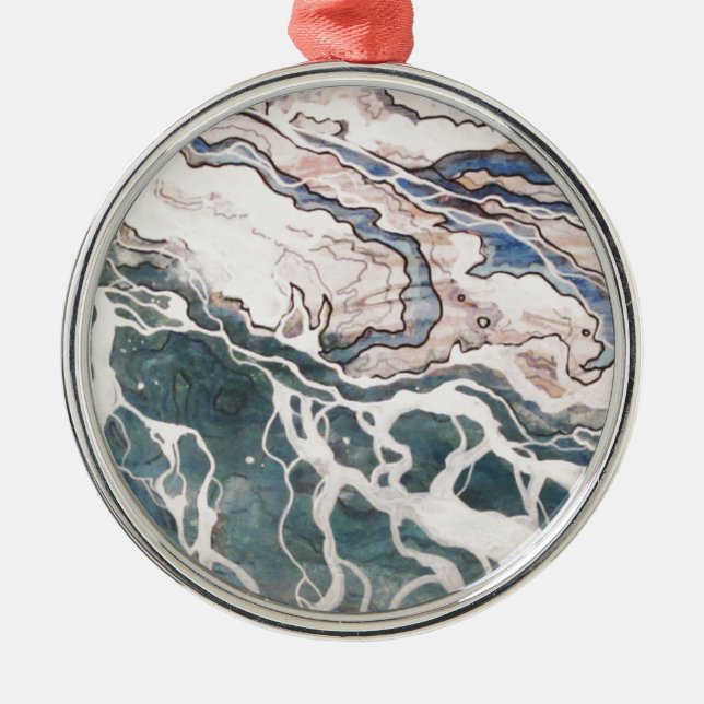 Waves of Lake Erie Metal Tree Decoration (Front)