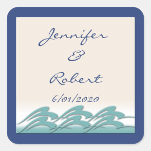 Waves of Love Navy Envelope Seals/Stickers Square Sticker