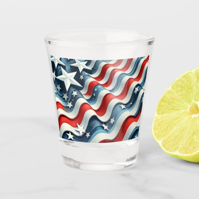 Waves of Patriotism Shot Glass (Front)