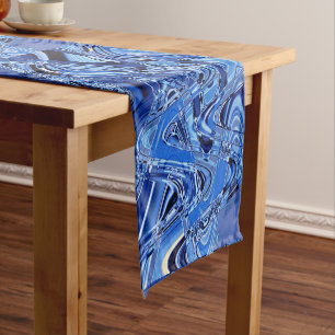 waves of roads in blue short table runner