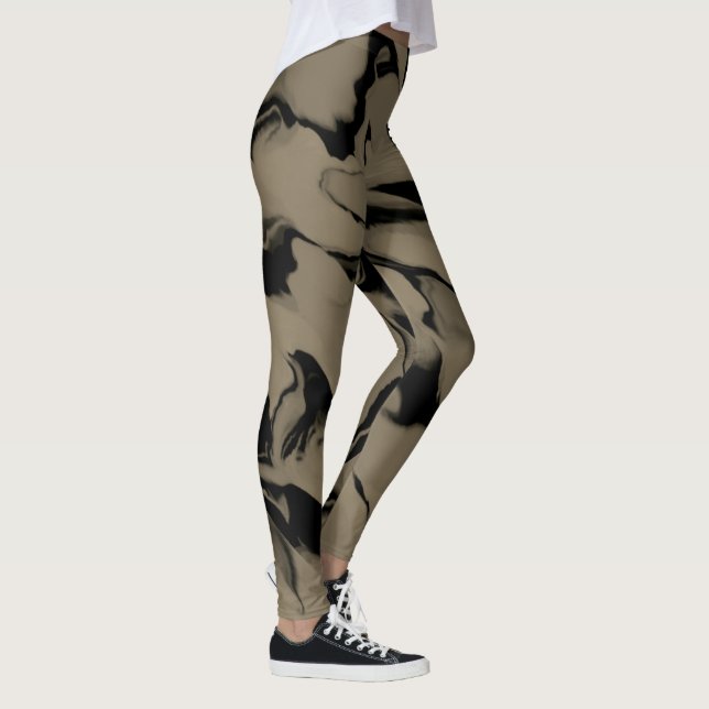Waves of Tan and Brown Design Leggings (Right)