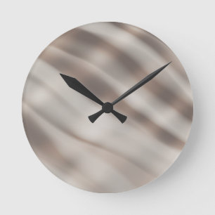 Waves of Taupe - Neutral Decor - Fluid Art Round Clock