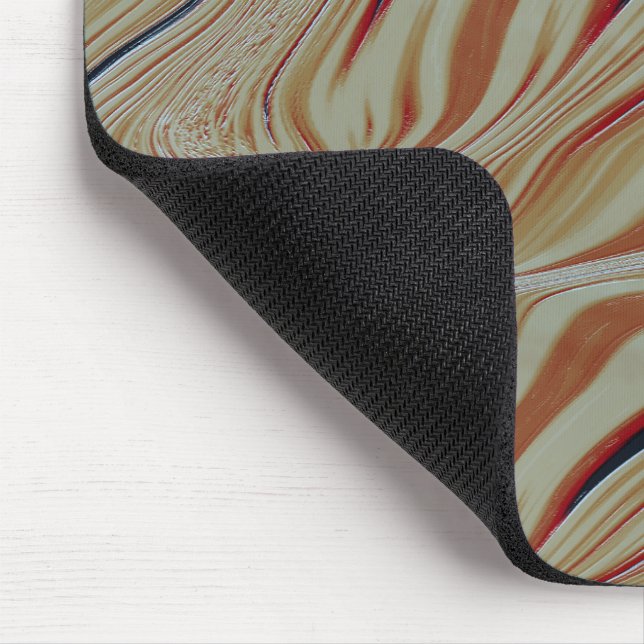 Waves on mixed base in greyish ochre orange brown  mouse pad (Corner)