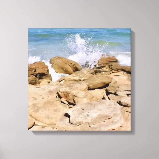 Waves on Rocky Coast shore Ocean Canvas  (Front)