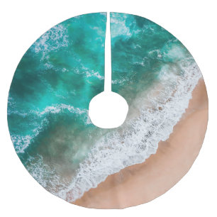 Waves on Sandy Beach Brushed Polyester Tree Skirt