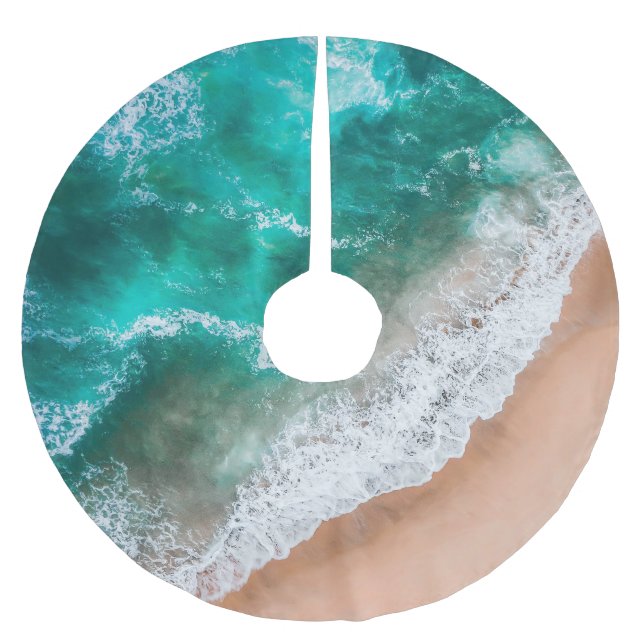 Waves on Sandy Beach  Brushed Polyester Tree Skirt (Front)