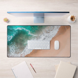 Waves on Sandy Beach Desk Mat