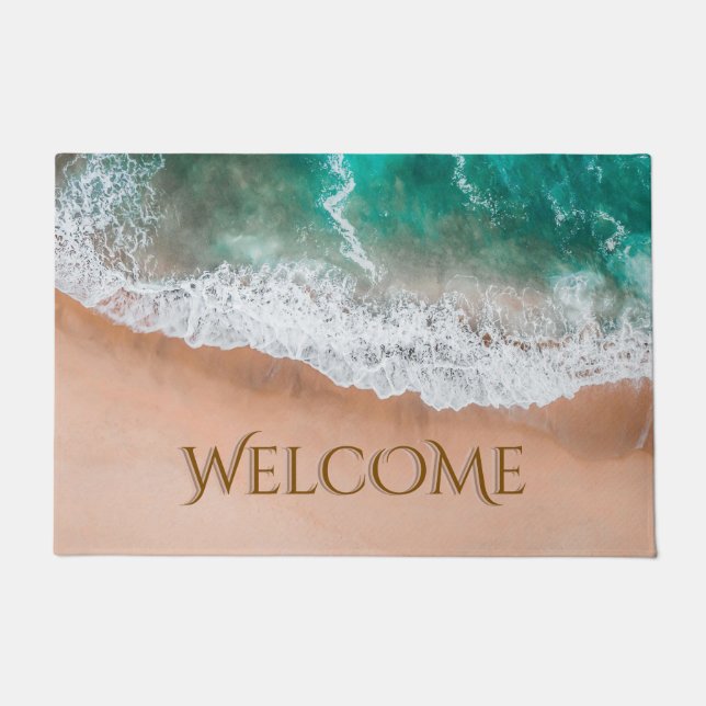 Waves on Sandy Beach  Doormat (Front)