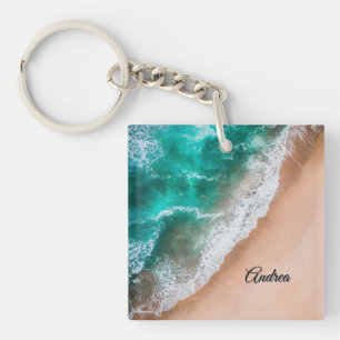 Waves on Sandy Beach Personal Key Ring