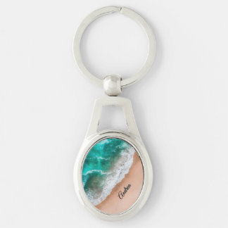 Waves on Sandy Beach Personal Key Ring