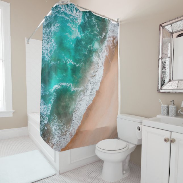 Waves on Sandy Beach  Shower Curtain (In Situ)
