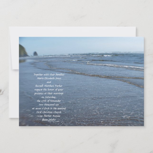 Waves on the Beach Wedding Invitation (Front)