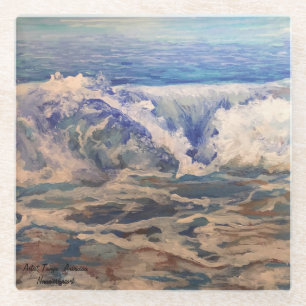 Waves Original Hand Painted Art Glass Coaster