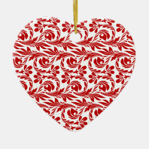 Waves, Red-White-Heart Shaped Ornament