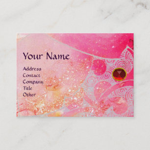 WAVES RUBY MONOGRAM, bright pink red purple blue Business Card