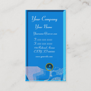 WAVES SAPPHIRE MONOGRAM, blue white red black Business Card