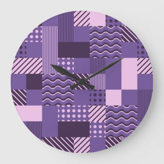 Waves Stripes Dots: Modern Seamless. Large Clock