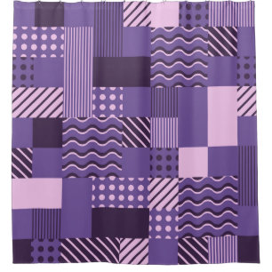 Waves Stripes Dots: Modern Seamless. Shower Curtain
