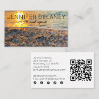 Waves Sunset Seashells Photo Travel Social Icon QR