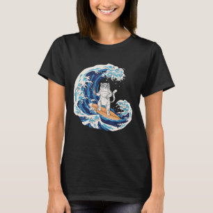 Waves Surf Cat Sushi Japan Sport  Surfer T-Shirt