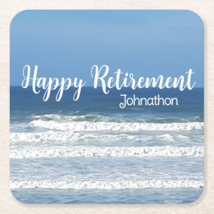 Waves & surf retirement gift square paper coaster