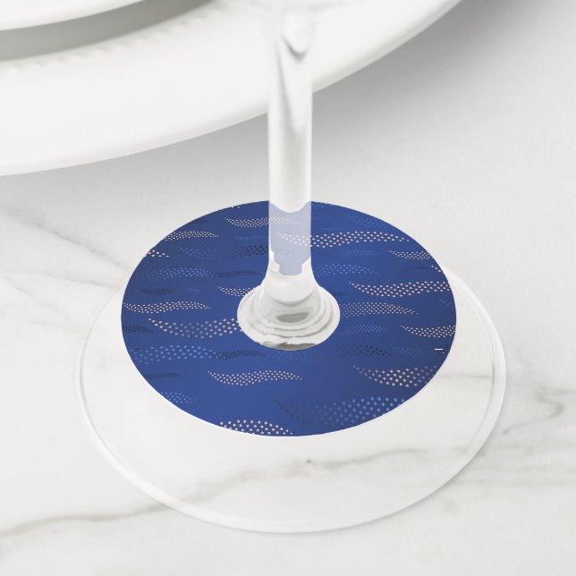 Waves Tiger (stylised pattern) 2 Wine Glass Tag (Close Up)