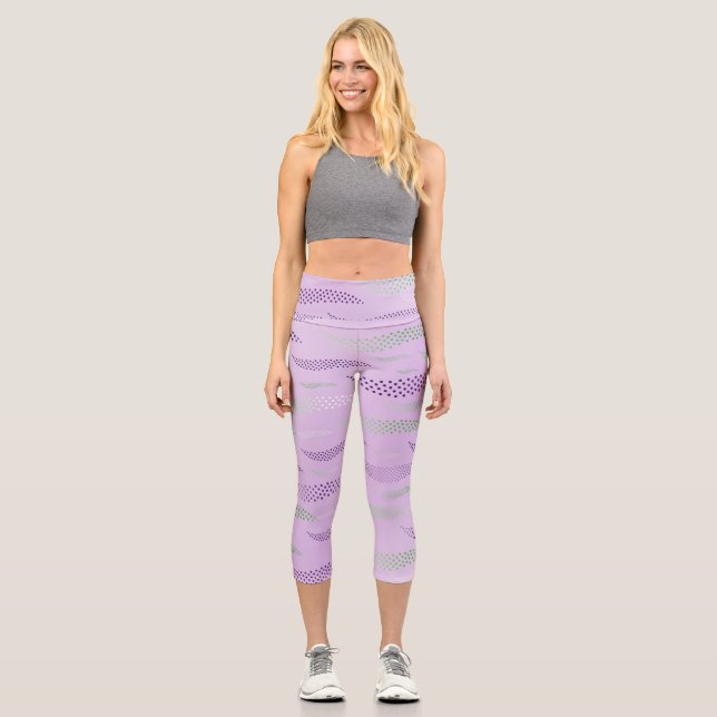 Waves Tiger (stylised pattern) 3 Capri Leggings (Front)