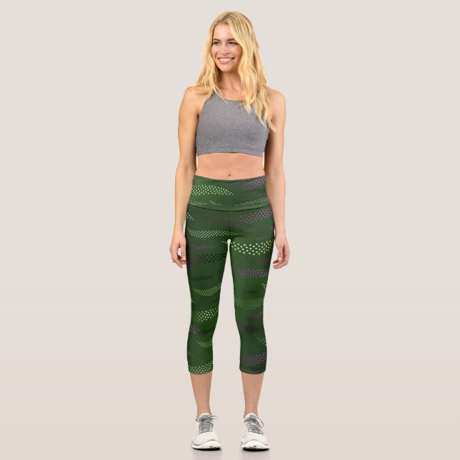 Waves Tiger (stylised pattern) 5 Capri Leggings (Front)