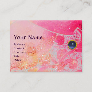 WAVES TOPAZ MONOGRAM,bright pink purple blue Business Card