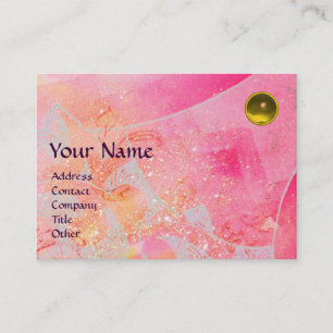 WAVES TOPAZ MONOGRAM,bright pink red yellow blue Business Card