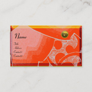 WAVES TOPAZ  MONOGRAM,white yellow orange Business Card