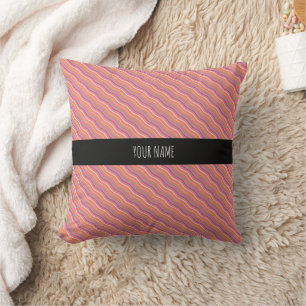 Waves Vertical Peach Yellow Blue Minimal Pattern Cushion